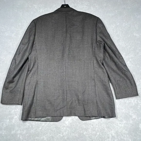 Burberry London Blazer 44R Gray Plaid Kensington 100% Wool Suit Two Buttons